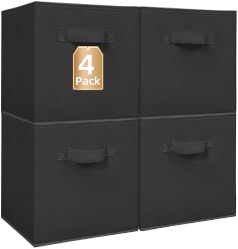 STORAGE MANIAC Storage Cubes, 11 Inch 4 Pack Collapsible Fabric Shelf Bins by STORAGEMANIAC