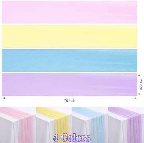 4 Pcs Pastel Colorful Tulle Table Runner Spring Summer Party - Image 2