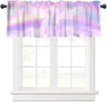 Unicorn Window Valance, Cute Cartoon Wings Fantasy Rainbow Sky Stars Clouds by JanJCurt