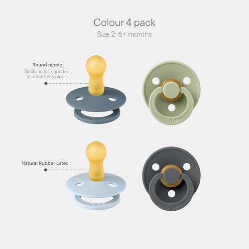 BIBS Colour Pacifier, 6-18 Months, Round Nipple, Baby Blue Mix - Image 2