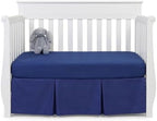 EVERYDAY KIDS Navy Blue Pleated Crib Skirt; 100% Natural Cotton Nursery Crib - Image 5