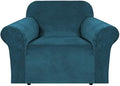 H.VERSAILTEX Stretch Velvet Armchair Cover Couch Covers 1 Cushion Chair by HVERSAILTEX
