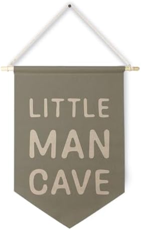 Qpenm Little Man Cave Hanging Wall Canvas Banner, Kids Playroom Hanging Pennant by ColorfulLifeStartingwithYourCuteTowel