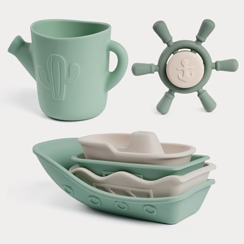 Haakaa Nautical Silicone Baby Bath Toys Set, Food Grade Silicone Bathtub Toys by haakaa