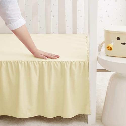 SiinvdaBZX Ivory Crib Skirt Dust Ruffle, Microfiber Crib Bed Skirt - Image 7