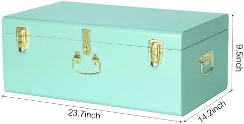 Vixdonos Large Metal Trunk Decorative Storage Box College Dorm Chest - Image 4