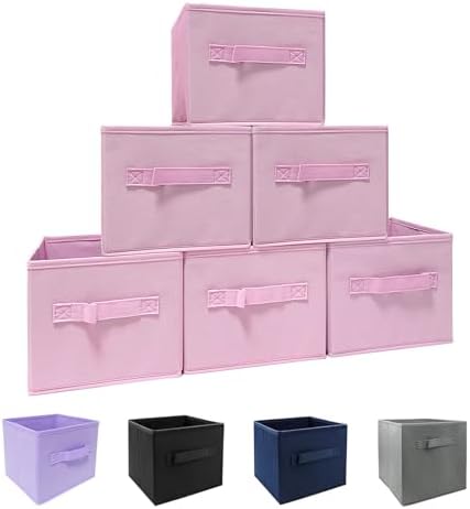 EBIGIC Pink Bins 9.0"x7.5"x7.5" Small Size Fabirc Foldable Closet Toy Organizer by EBIGIC