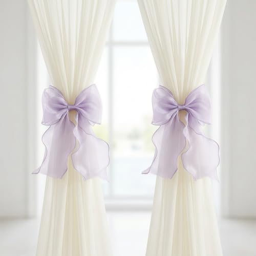 2 Pack French Lace Bow Curtain Tiebacks by GAJILON