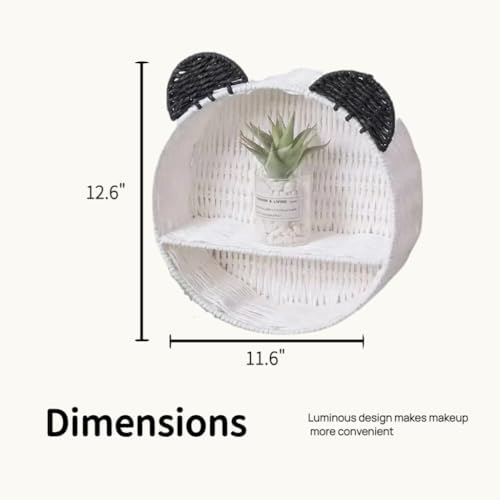 Panda Nursery Decor Wall Shelf, Handwoven Wicker Nursery Shelves - Image 5