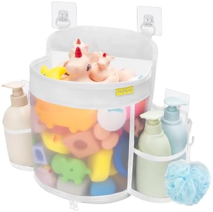 3 Compartments Bath Toy Storage Organizer, Mesh Shower Caddy by MUMUQ