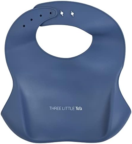Three Little Tots Modern Silicone Baby Bib – Adjustable Fit Waterproof Catch - Image 3