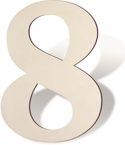 Wooden Numbers 8 Inch Large Paintable Wood Number 8 by Unknown