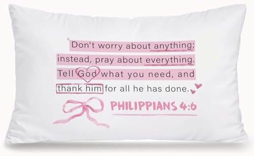 Coquette Preppy Pink Christian 12x20 Pillow Cover, Bible Scripture Philippians by Unknown