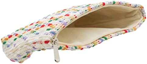 Flat Makeup Bag for Women, Zipper Cosmetic Pouch for Purse, Rainbow Dot - Image 4