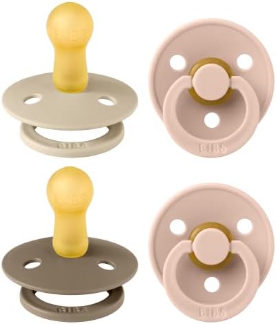BIBS Color Soother, BPA Free Dummy Pacifier, Round Nipple. Natural Rubber Latex by BIBS