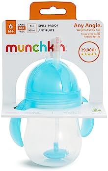 Munchkin Any Angle Sippy Cup for Toddlers, Spill Proof Weighted Straw Cup - Image 2