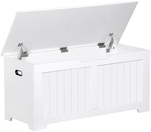 Wooden Storage Chest Box with Flip-top Lid & Safety Hinge, 39.4 Inch Living by Epetlover