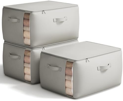3 Pack Canvas Comforter Storage Bags by Vailando