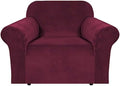 H.VERSAILTEX Stretch Velvet Armchair Cover Couch Covers 1 Cushion Chair by HVERSAILTEX
