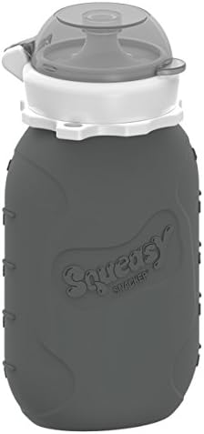 Grey 6 oz Squeasy Snacker Spill Proof Silicone Reusable Food Pouch by Squeasy+Snacker