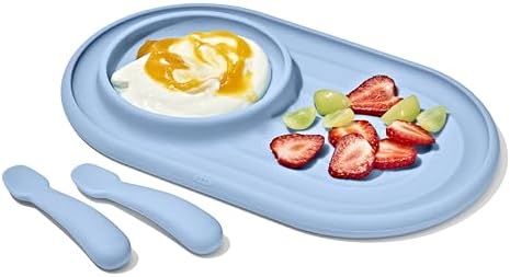 OXO Tot Textured Suction Plate & Spoons Set, Baby Led Weaning Supplies by OXOTot