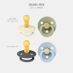 BIBS Colour Soother 4-Pack | BPA Free Dummy Pacifier | Round Nipple | Natural - Image 2
