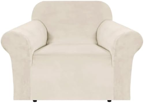 H.VERSAILTEX Stretch Velvet Armchair Cover Couch Covers 1 Cushion Chair by HVERSAILTEX