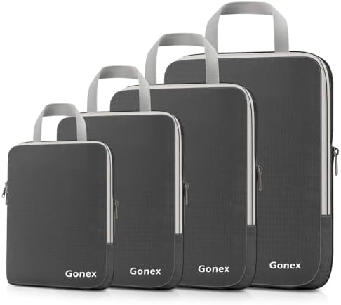 Gonex Compression Packing Cubes, 4-Piece Expandable Travel Organizers by Gonex