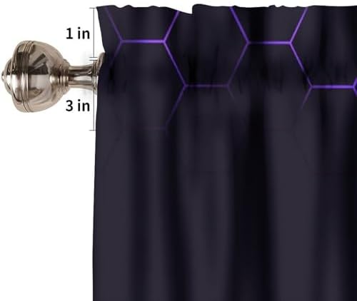 Game Valance Curtains Purple Geometric Honeycomb Abstract Game Consoles Print - Image 3