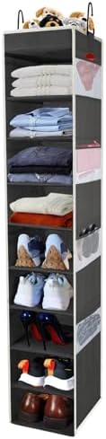 Large-Sized Hanging Shoe Organizer 10-Shelf, Sturdy Hanging Closet Organizer by ROOMTALK