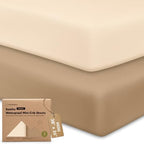 2 Pack and Play Sheets, Waterproof Mini Crib Sheet Fitted 38x26 by KeaBabies