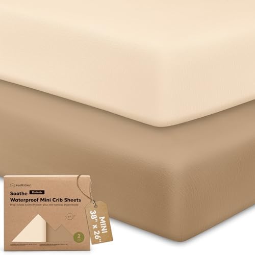 2 Pack and Play Sheets, Waterproof Mini Crib Sheet Fitted 38x26 by KeaBabies