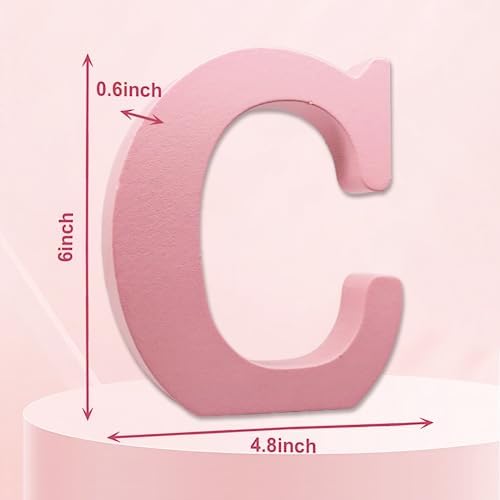AOCEAN 6 Inch Pink Wood Letters Unfinished Wooden Letters - Image 2