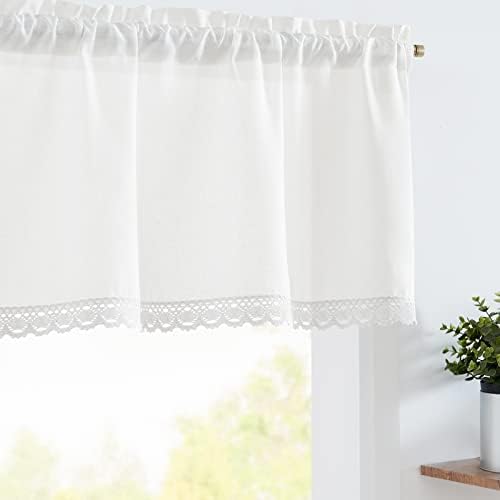 jinchan Linen Valance with Lace Trim Farmhouse Rustic Valance Curtain by JINCHAN