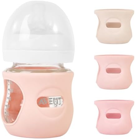 3 Pack Silicone Sleeves for Philips Avent Natural Glass Baby Bottles, 4 oz by MINMUNJIU