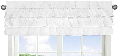Sweet Jojo Designs Solid Color White Shabby Chic Ruffle Window Treatment Valance by SweetJojoDesigns
