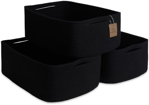 Woven Rope Baskets for Organizing, 3 Pack, 15.5 x 11 x 5.5" Storage Bins by NaturalCozy