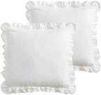 2 Pack Off White Ruffled Euro Shams Pillow Covers 26"x26" by KMASANIJI