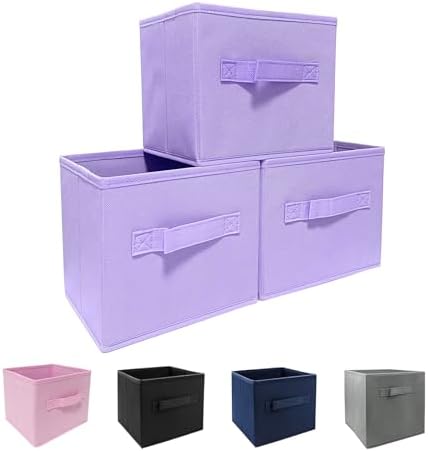 EBIGIC Purple Storage Bins 9.0"x7.5"x7.5", Mini Storage Box Fabirc Foldable by EBIGIC