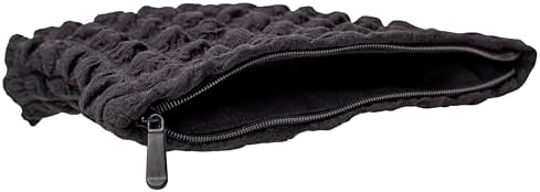 Flat Makeup Bag for Women, Zipper Cosmetic Pouch for Purse, Bubble Black - Image 6