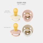 BIBS Colour Soother 4-Pack | BPA Free Dummy Pacifier | Round Nipple | Natural - Image 2
