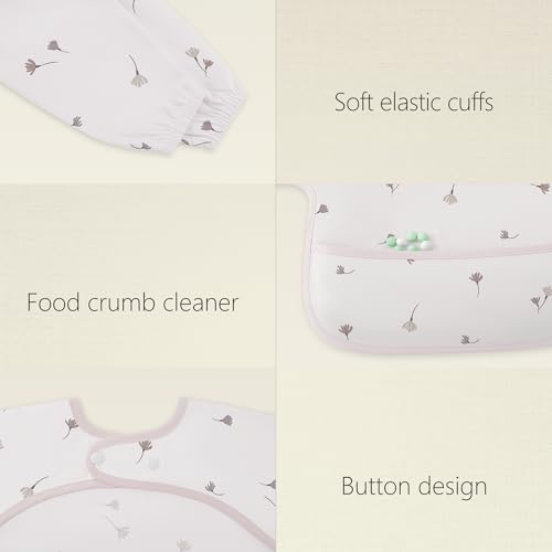 Susurration Baby Long Sleeve Bib Waterproof Sleeved Bib Smock - Image 5