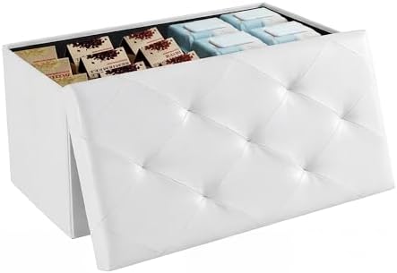DUMOS 30 Inch Folding Storage Ottoman Bench, Hidden Ottoman by DumosLifestyle