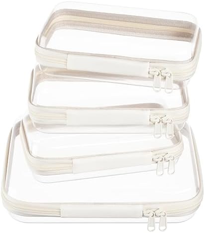 4 pcs Clear Zipper Pouches, Hard Shell Zipper Case, Toiletry Bag by WELPIRT