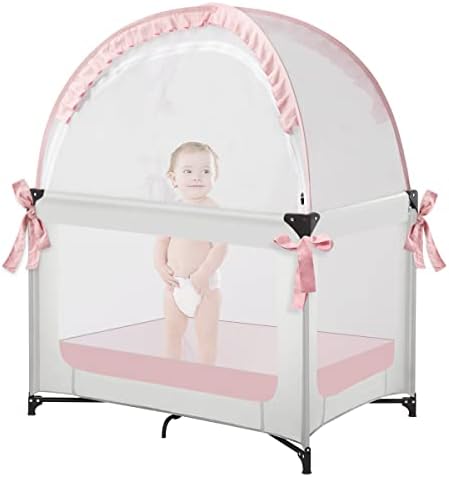 L RUNNZER Pack N Play Tent, Baby Mini Crib Tent to Keep Baby in, Crib Net by L+RUNNZER