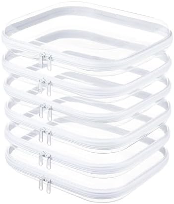 6-Pack Large Clear Hard Shell Zipper Pouches, Hard Case Pouches by WELPIRT