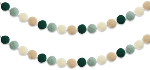 Boho Pom-Pom Felt Garland Sage Green by ALLHEARTDESIRES