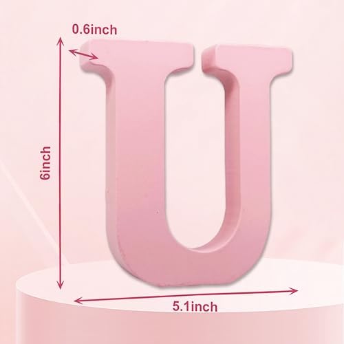 AOCEAN 6 Inch Pink Wood Letters Unfinished Wooden Letters - Image 2