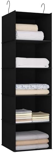 Hanging Closet Organizer 5-Shelf, Oxford Fabric Wardrobe Storage by DonYeco