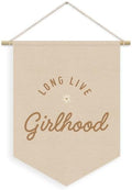 Girl Nursery Decor, Long Live Girlhood Linen Canvas Banner by Unknown